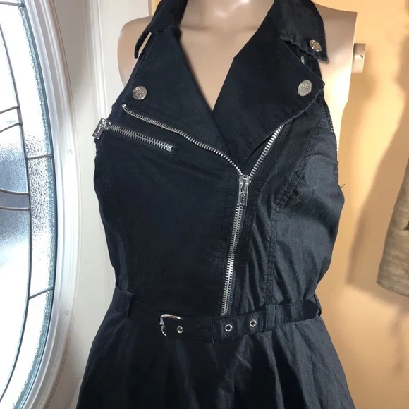 Royal Bones Black Moto Dress By Daang Goodman Size S - Picture 1 of 8